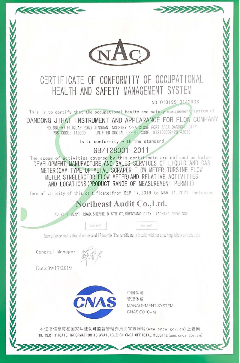 职业健康管理体系证书（英文版）-丹东济海流量仪器仪表有限公司.jpg